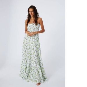 Caroline Constas Haisley Maxi Dress in White Palm print
